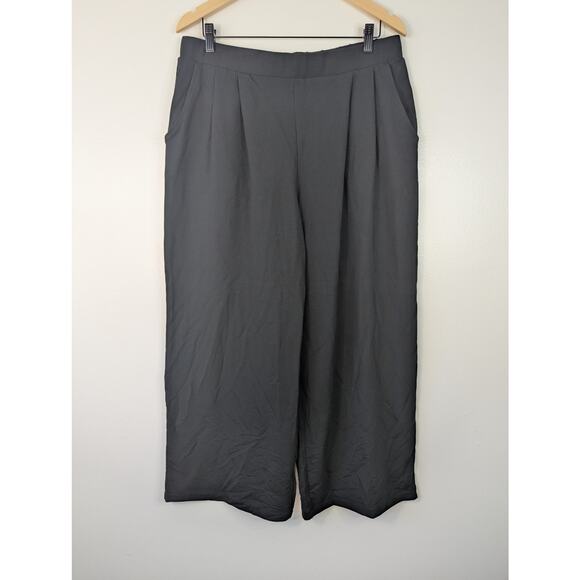 NWT Garnet Hill Black Tencel Wide Leg Knit Trousers - Picture 2 of 7